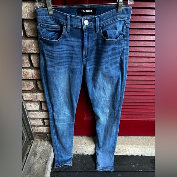 Express Denim - Express Size 4 Mid Rise Legging Women's Blue Denim Skinny Jeans